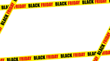 Yellow ribbon with the inscription Black Friday on a white background.Frame with ribbon.Big sale,vector illustration.Graphics element for banner, poster.

