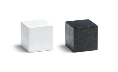 Blank leather black and white cube mock up set