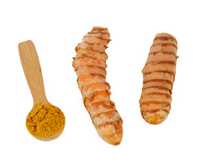 tumeric root isolated on white background