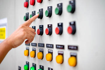 View of Electrical main distribution unit with selecter switch, push switch and pilot lamps.