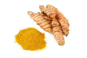 tumeric root isolated on white background