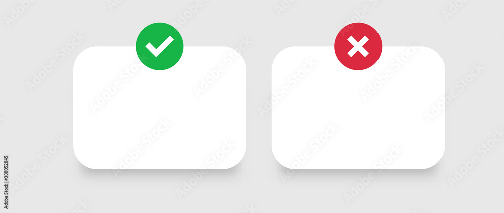 Poster web windows template. positive green query and red negative blank screen frame banner for text and d
