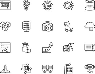technology vector icon set such as: mine, electrical, man, chemical, pad, nuclear, logic, residing, game, oven, end, school, campaign, building, transaction, refinery, frame, plant, programmer, glass