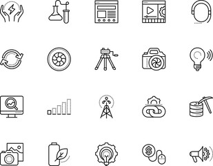 Fototapeta premium technology vector icon set such as: ppc, gas, gear, derrick, charge, signal, photographing, chemistry, shape, arrow, update, drill, mail, www, money, target, stroke, silhouette, computing, stylish