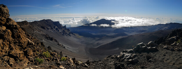 Panorama of the top of Haleakala crater on Maui looking to Koolau Gap