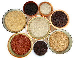 rice assortment isolated on white backrgound