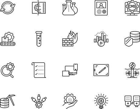 technology vector icon set such as: abstract, health, macro, drafting, intelligence, optimize icon, house, accessory, synchronize, silhouette, source, scale, paper, statistics, operational, cycle