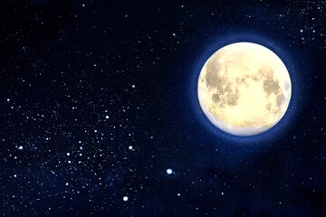 Fototapeta na wymiar The beautiful shining stars and moon in the night sky