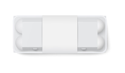 Top template of blank egg package tray, realistic vector illustration isolated.