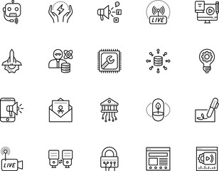 technology vector icon set such as: spam, conservation, education, aggregation, access, sound, virus, computing, unit, board, camera, sign symbol, key, scientist, conversation, speech, person