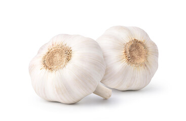 Two Garlic Bulbs isolated on white background. Clipping path.
