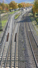 Fototapeta na wymiar railroad in autumn, intersection, crossroad, railroad industry