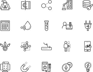 technology vector icon set such as: financial, open, building, play, lock, humidity, pressure, firewall, pencil, engineering, horseshoe, designer, pharmacy, evolution, attractive, linear, reactor