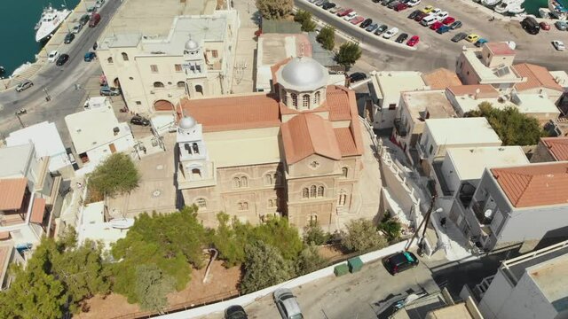 city old town of kalymnos in beautiful greece, greek island drone in 4K