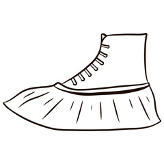 Shoe covers. Protective medical covers. Hand drawn vector illustration, isolated on a white background.