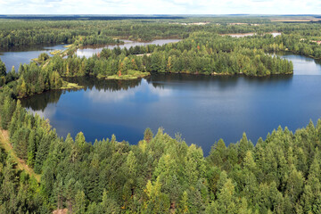 Obraz na płótnie Canvas Forest lake from a height in the taiga