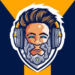 Head cyborg gamer esport logo © avante_speed