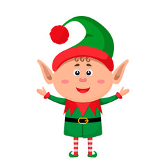 Little character funny elf in a suit. vector illustration