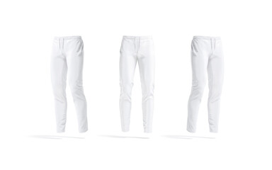 Blank white sport pants mockup, front and side view