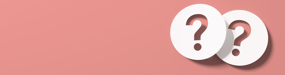 Question mark in front of a red color wall background. Business support concept - 3D Rendering.