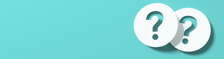 Question mark in front of a red color wall background. Business support concept - 3D Rendering.