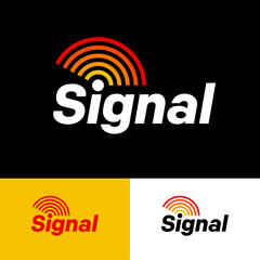 Signal logo. Letters and emitting wave  like rainbow Wireless technology, Internet emblem, sound propagation. Web, UI icon.