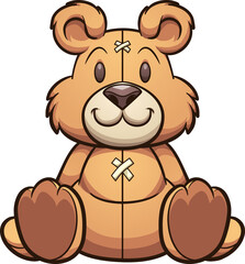 Cute cartoon teddy sitting front view. Vector clip art illustration with simple gradients. All on a single layer. 
