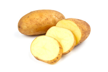 Raw potato isolated on white background.