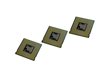 closeup of computer cpu processors isolated on white
