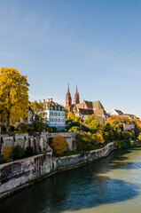 Basel, Münster, Altstadt, Pfalz, Rhein, Grossbasel, Kirche, Rheinufer, Altstadthäuser, Herbst, Herbstfarben, Basel-Stadt, Schweiz