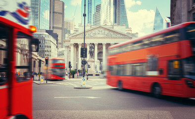 Royal Exchange, London With Red bus
