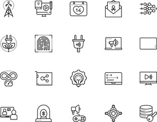 technology vector icon set such as: marketing, scan, controller, pellet, fuel, team, finger, creative, device, measure, encryption, invention, icons, circuit, nature, component, things, cartoon