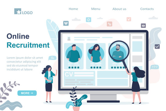 Female manager choosing best candidate for job. Profiles of various job seekers on computer screen. Online recruitment process.