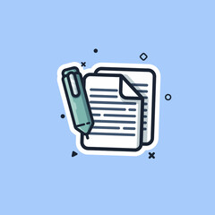 Pen with Paper cartoon vector icon illustration.