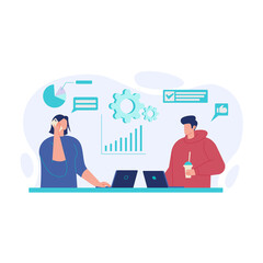 Corporate office employee working vector illustration concept