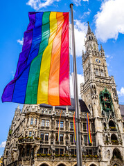 rainbow flags at the munich town hall