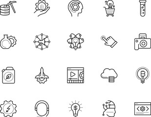 technology vector icon set such as: future, tube, ethanol, giving, campaign, transfer, bolt, tool, diagram, image, web development, pharmaceutical, javascript, set, stroke, help, tech, button