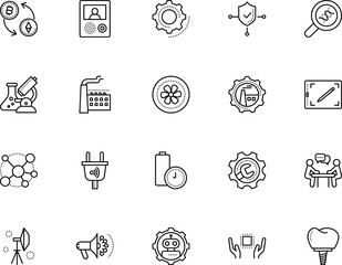 technology vector icon set such as: advertising, genome, reflector, adapter, mouth, interview - event, smart plug, stage, level, blockchain, construction, employment, smoke, mechanic, dental, turbine