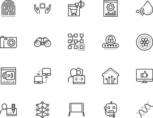 Fototapeta na wymiar technology vector icon set such as: safe, advertising, audio, airplane, closed, accepted, humidity, satisfaction, bot, email, mock, chromosome, bubble, play, cyborg, healthy, designer, turbine, young