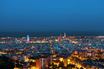 Fototapeta na wymiar Barcelona skyline,, after sunset, Spain
