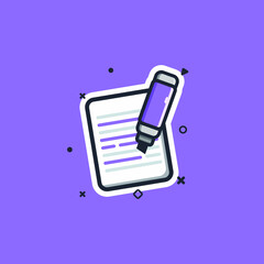 Marker on paper cartoon vector icon illustration.