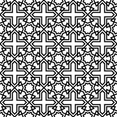 Seamless arabic geometric ornament in black and white.