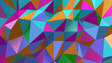 Abstract triangular geometric background. Vector multicolor polygonal backdrop.