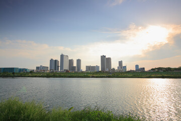 武蔵小杉の再開発の夕景