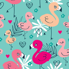 cute flamingo seamless pattern, can be used for textile,  background, book cover, packaging