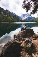 Fototapeta na wymiar person on a lake
