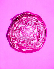 Fototapeta premium red cabbage in a cut on a pink background