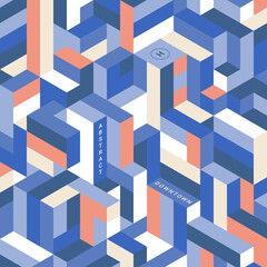 Abstract Isometric downtown city designs. Isometric cube background. Modern geometric shape, for social media post.