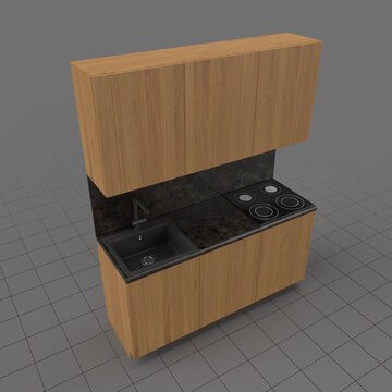 Kitchen cooking surface and sink