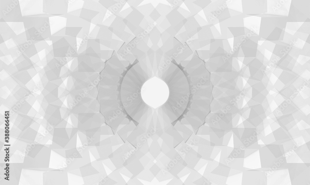 Poster 3d rendering. modern minimal style design white grid square tile art pattern in circular wall backgr